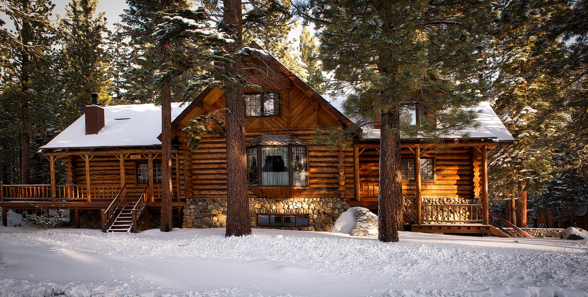 Winter Log Cabin